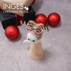  елка украшение орнамент Германия INGE-GLAS GOODS очки .. разряд северный олень дерево из дерева 17cm 700000251