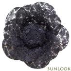 定形外郵便可 レースのカメリア コサージュ 日本製 フォーマル 黒 53605