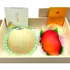 クラウンメロン&完熟マンゴー(3Lサイズ) 高級ギフト 母の日 木箱入 めろん まんごー サニーフルーツ岡山