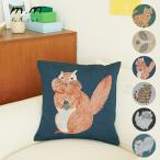  Matsuo miyuki pillowcase cushion animal animal cat cat squirrel bird bird bird Northern Europe go Blanc woven 