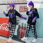 キッズダンス衣装 ヒップホップ HIPHOP 長袖 トップス チェックパンツ 子供 男の子 女の子 ジャズダンス  ステージ衣装 練習着 体操服 演出服