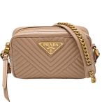 プラダ PRADA チェーン ショルダーバッグ トライアングルロゴ クロスボディバッグ 1BH102 レザー ベージュ ゴールド金具 クロスボディ 斜め掛け レディース