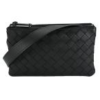 ボッテガヴェネタ BOTTEGA VENETA イントレチャート 3連 ポーチ ショルダーバッグ 609692 レザー ブラック 黒 クロスボディバッグ 斜め掛け メンズ