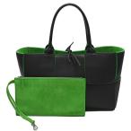ボッテガヴェネタ BOTTEGA VENETA マキシイントレチャート アルコ スモール トートバッグ 652867 グリーン ブラック 黒 ポーチ付き ハンドバッグ