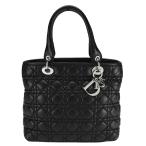 ディオール Christian Dior カナージュ ハンドバッグ ブラック 黒 レザー ラムスキン シルバー金具 トートバッグ レディース