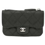 シャネル CHANEL コインケース カードケース A69080 ブラック 黒 マットキャビア レザー シルバー金具 レディース 財布