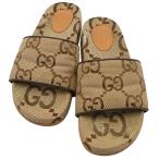 グッチ GUCCI ジャンボGG キャンバス スライドサンダル 624695 ベージュ ブラウン サイズ9 シューズ 靴 小物 メンズ