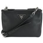 プラダ PRADA ショルダーバッグ クロスボディバッグ トライアングルロゴ 1BH011 レザー ブラック 黒 シルバー金具 ショルダーポーチ ポシェット