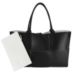 ショッピングボッテガ ボッテガヴェネタ BOTTEGA VENETA マキシイントレチャート ミディアム アルコ トートバッグ ブラック ホワイト 黒 白 ポーチ付き ハンドバッグ 609175