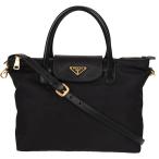 プラダ PRADA トライアングルロゴ ハンドバッグ トートバッグ ショルダーバッグ 2WAY レディース サフィアーノレザー ナイロン ブラック 黒 ゴールド BN2106