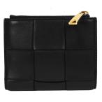 ボッテガヴェネタ BOTTEGA VENETA カセット スモール 二つ折り財布 コンパクト ミニ ウォレット マキシ イントレチャート レザー ブラック 黒 742698