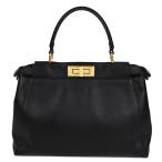 フェンディ FENDI ピーカブー レギュラー ミディアム ハンドバッグ  レザー ブラック 黒 ゴールド金具 8BN226