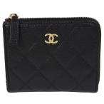 シャネル CHANEL スモール ジップ ウォレット 財布 L字 ファスナー キャビアスキン レザー ブラック 黒 ゴールド金具 AP3999 小物