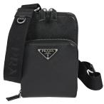 プラダ PRADA ショルダーバッグ フォンショルダー スマートフォンケース トライアングルロゴ サフィアーノレザー ブラック 黒 シルバー金具 2ZH126