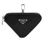 ショッピングPRADA プラダ PRADA トライアングルロゴ ミニポーチ キーホルダー コインケース キーケース バッグチャーム メンズ レディース レザー ブラック 黒 シルバー 1TL433