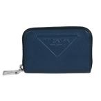 ショッピングPRADA プラダ PRADA トライアングルロゴ コインケース ラウンドファスナー サフィアーノ レザー シルバー金具 ブルー 2MM003
