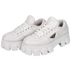 プラダ PRADA トライアングルロゴ モノリス スニーカー 靴 シューズ レディース ナッパ レザー ホワイト 白 パデット 厚底 ＃37 1/2