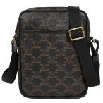 セリーヌ CELINE トリオンフ バーティカル メッセンジャーバッグ ショルダーバッグ トリオンフ ロゴ PVC レザー ブラック ブラウン ゴールド金具 中古