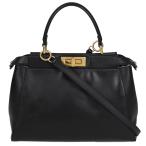 フェンディ FENDI ピーカブー レギュラー ミディアム 2way ハンドバッグ ショルダーバッグ レザー ブラック 黒 ゴールド金具 8BN226