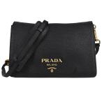 プラダ PRADA ショルダーバッグ クロスボディ 斜め掛け メタルロゴ レディース ヴィッテロダイノ レザー ブラック ゴールド金具 1BD159