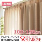 カーテン裏地 幅100×丈198cm 2枚組 既製品 1級遮光アルミコーティング後付裏地 断熱・保温・後付カーテン