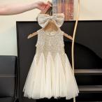  Princess One-piece для девочки ламе Princess One-piece Kids платье летняя одежда модный безрукавка One-piece симпатичный день рождения для исполнение . входить . тип . покупка 