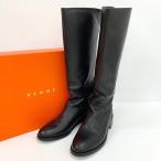 ショッピングロングブーツ レメ 23AW ベーシック ロングブーツ 22-093-913-0043-3-0 レザー 革靴 シューズ 箱付き シンプル レディース サイズ38 ブラック REMME 服飾 IF13755■