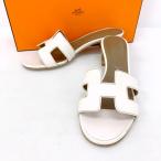 HERMES OASIS オアジス Hモチーフ サンダル ミュール シューズ パンプス 箱付き HC0741002Z 22 02 レディース サイズ35 ホワイト エルメス 靴 DF15376■