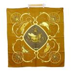 ショッピングエルメス HERMES エルメス カレ90 スカーフ ストール マフラー シルク SPRINGS レディース ブラウン 服飾 DF17114■