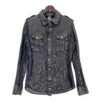 ショッピングサンタ SANTACROCE サンタクローチェ バッファローレザー シャツ ジャケット 本革 954753 メンズ Sサイズ ブラック トップス DM17525■