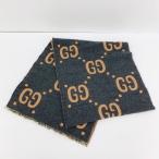 ショッピングＧＧ GUCCI グッチ GGジャガード マフラー ストール ショール ウール シルク 男女兼用 35×190 ブラック ブラウン 服飾 DF17593■