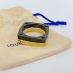 LOUIS VUITTON Louis Vuitton кольцо монограмма мяч do комплект 2 полосный кольцо M00690 мужской M размер черный Gold аксессуары DF18777#