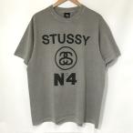 STUSSY Tシャツ 美品 半袖 カットソー プリント TEE ロゴ クルーネック カジュアル タグ付き メンズ XLサイズ グレー ステューシー トップス A13544◆