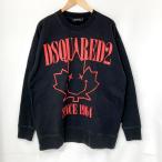 DSQUARED2 ディースクエアード トレーナー スエット 裏起毛 MAPLE LEAF SWEATSHIRT カジュアル 古着 メンズ Sサイズ ブラック トップス A14956◆