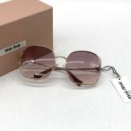 miumiu ミュウミュウ ロゴテンプルスクエアフレームサングラス SMU52W 60□19-125 アイウェア ケース付き レディース ゴールド 服飾 B15111◆