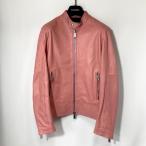 DSQUARED2 ディースクエアード レザーバイカージャケット S74AM1328 SY1491 シングルライダース 革ジャン 男女兼用 サイズ42 ピンク アウター A15381◆