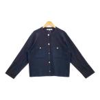 23区 ニジュウサンク コンフォートストレッチ ニット カーディガン ノーカラー ジャケット レディース サイズ40 ネイビー トップス DL18500■