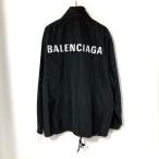 BALENCIAGA バレンシアガ ナイロンジャケット バックロゴ ウィンドブレーカー  メンズ サイズ34 Mサイズ相当 ブラック アウター A15646◆