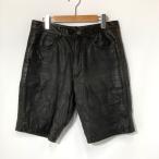 Harley Davidson ハーレーダビッドソン レザーハーフパンツ  70158  メンズ Mサイズ ブラック ボトム A15778◆