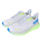 ホカ(HOKA)(メンズ)ランニングシューズ クリフトン9 ミディアムグレー フラッシュイエロー 1127895-STLC スニーカー ジョグ ウォーキング