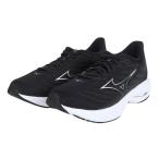 ミズノ（MIZUNO）（メンズ）ランニングシューズ ウエーブライダー28 ブラック シルバー J1GC240302 スニーカー ジョギング トレーニング