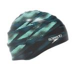 スピード(SPEEDO)(メンズ、レディース)スイムキャップ 水泳 帽子 プリントシリコーンキャップ 青 SE12515 DT シンプル おしゃれ トレーニング ロゴ入り