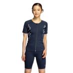 ナイキ(NIKE)(レディース)フィットネス水着 水泳 ジップ付き半袖セパレーツ 上下セット 黒 M-3Lサイズ 2993145-009