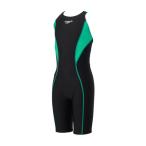スピード（SPEEDO）（キッズ）水着 ジュニア 女子 水泳 フレックスゼロジュニア オープンバックニースキン WA承認 黒×緑 130-150サイズ SCG12603F KM