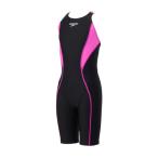 スピード（SPEEDO）（キッズ）水着 ジュニア 女子 水泳 フレックスゼロジュニアオープンバックニースキン WA承認 黒×ピンク 130-150サイズ SCG12603F KP