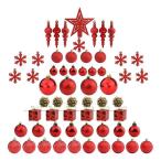 60個入り！クリスマスボール バラエティセット Red Christmas Tree Ball Ornaments Set Red