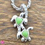 ハワイアンジュエリー ペンダント レディース グリーンターコイズ 海がめ ホヌ シルバー925 お守 ...