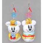 中古雑貨 ミッキー＆ミニー(雪だるま) ペアストラップ(イヤホンジャック付き) 「ディズニー・クリスマス2013」 東京ディズニ