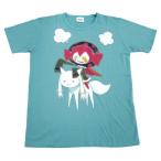 中古Tシャツ(キャラクター) ベベとキュゥべえ 劇団イヌカレーTシャツ ライトブルー メンズLサイズ 「魔法少女ま