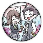中古バッジ・ピンズ 前田利家＆まつ 「缶バッジ 学園BASARA 05.梅雨ver. グラフアートデザイン」